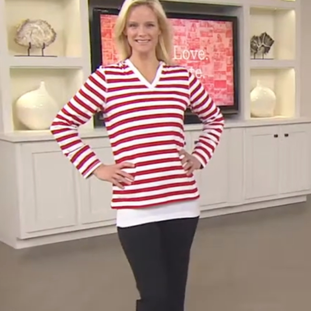 Denim & Co. Active Mesh Stripe Pullover with Hood Top Hoodie
